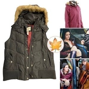 Heritage 1981 • Black Puffer Down Fill Vest Fur Trim Hood ASO Bella Swan